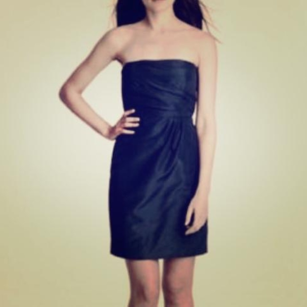 J Crew Womens Selma Silk Taffeta Navy Dress 8